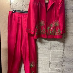 🌴 Vintage Kemp & Company Two-Piece Set Pant Suit Palm Trees 🌴